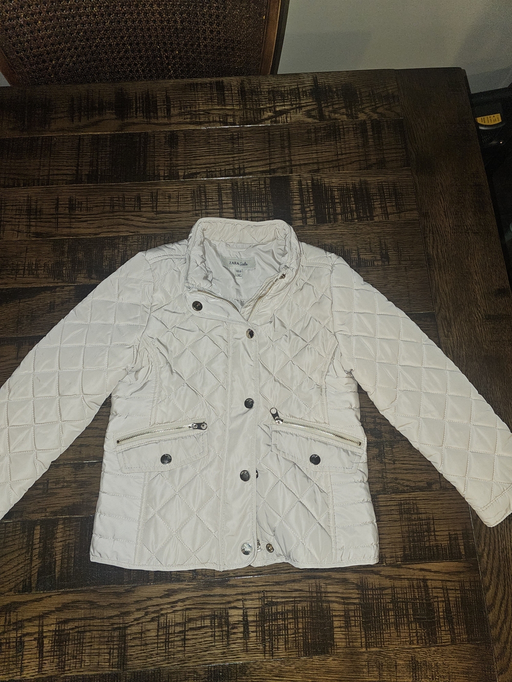 Zara Quilted Cream Puffer Jacket for Kids